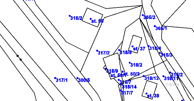 Parcela st. 317/2 v KÚ Větrov u Solenic, Katastrální mapa