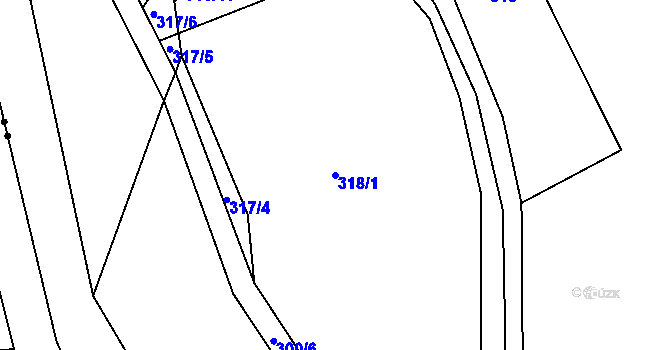 Parcela st. 318/1 v KÚ Větrov u Solenic, Katastrální mapa