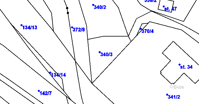 Parcela st. 340/3 v KÚ Větrov u Solenic, Katastrální mapa