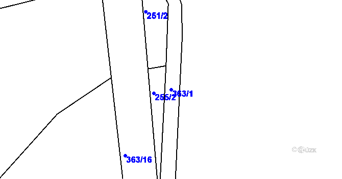 Parcela st. 363/1 v KÚ Větrov u Solenic, Katastrální mapa