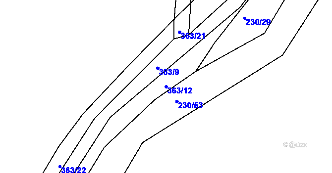 Parcela st. 363/12 v KÚ Větrov u Solenic, Katastrální mapa