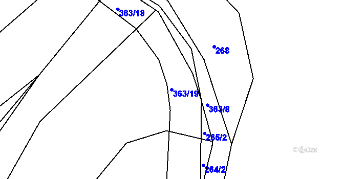 Parcela st. 363/19 v KÚ Větrov u Solenic, Katastrální mapa
