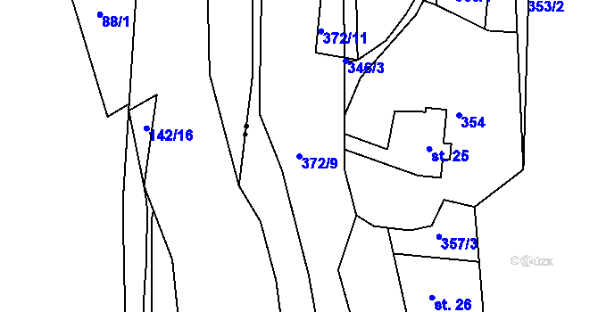 Parcela st. 372/9 v KÚ Větrov u Solenic, Katastrální mapa
