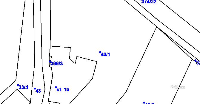 Parcela st. 40/1 v KÚ Větrov u Solenic, Katastrální mapa