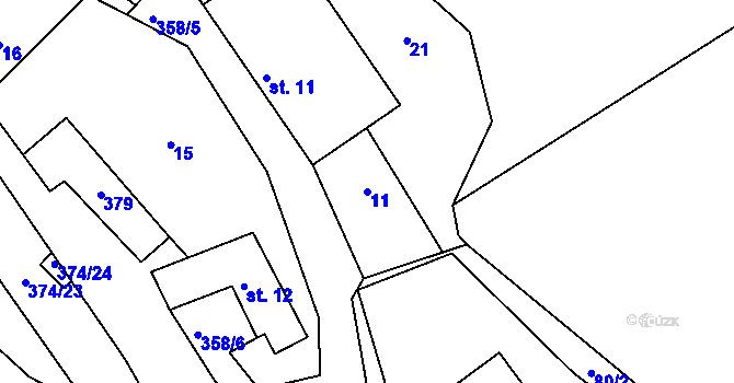 Parcela st. 11 v KÚ Větrov u Solenic, Katastrální mapa