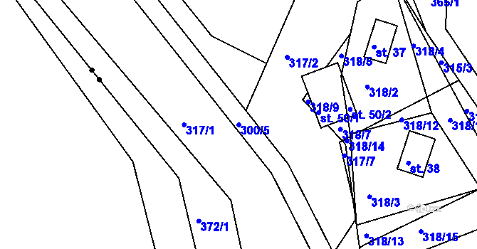 Parcela st. 300/5 v KÚ Větrov u Solenic, Katastrální mapa