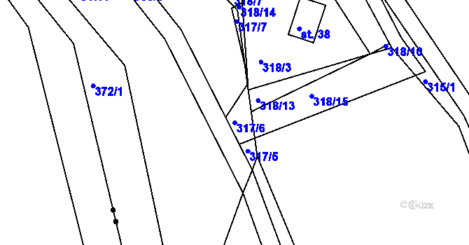 Parcela st. 317/6 v KÚ Větrov u Solenic, Katastrální mapa