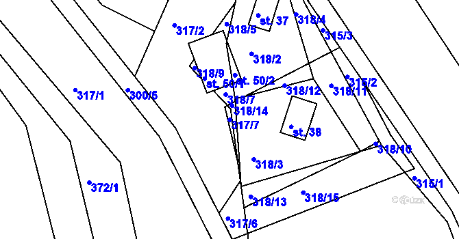 Parcela st. 317/7 v KÚ Větrov u Solenic, Katastrální mapa