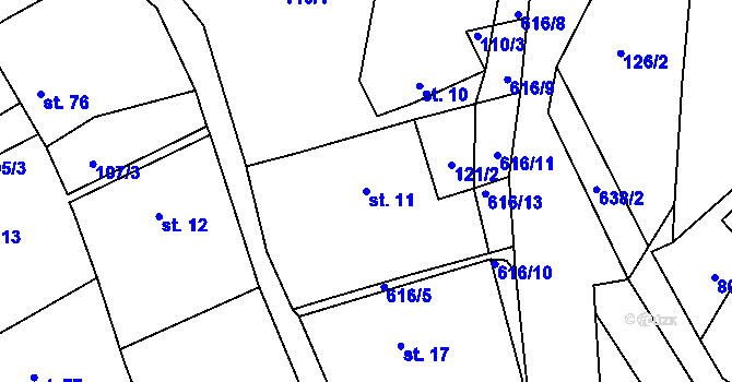 Parcela st. 11 v KÚ Ještětice, Katastrální mapa