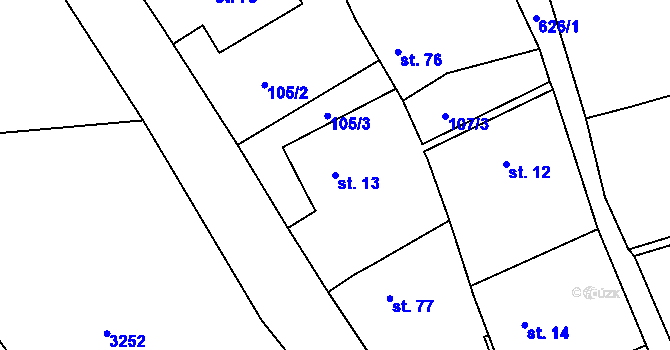 Parcela st. 13 v KÚ Ještětice, Katastrální mapa