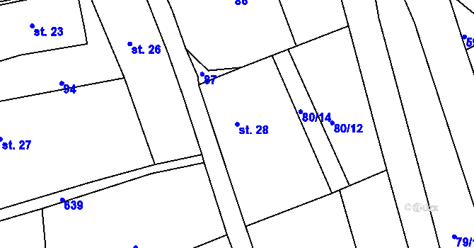 Parcela st. 28 v KÚ Ještětice, Katastrální mapa