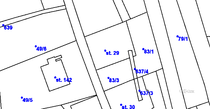 Parcela st. 29 v KÚ Ještětice, Katastrální mapa