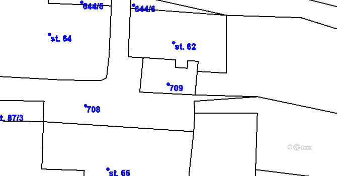 Parcela st. 87/5 v KÚ Ještětice, Katastrální mapa