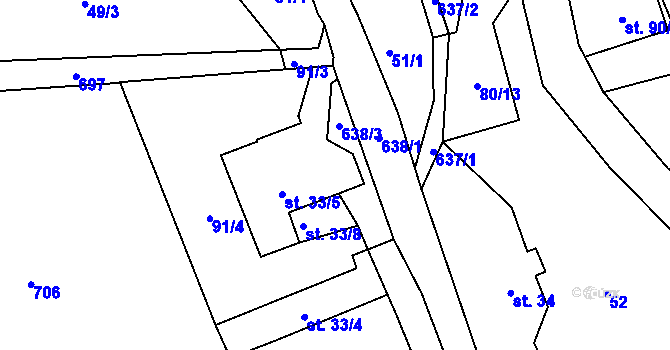 Parcela st. 144 v KÚ Ještětice, Katastrální mapa