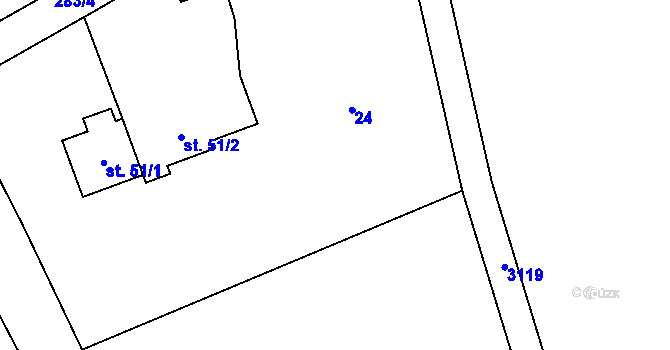 Parcela st. 24 v KÚ Ještětice, Katastrální mapa