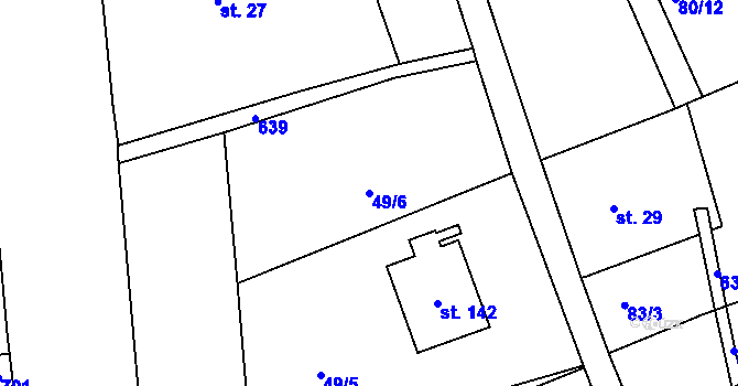 Parcela st. 49/6 v KÚ Ještětice, Katastrální mapa