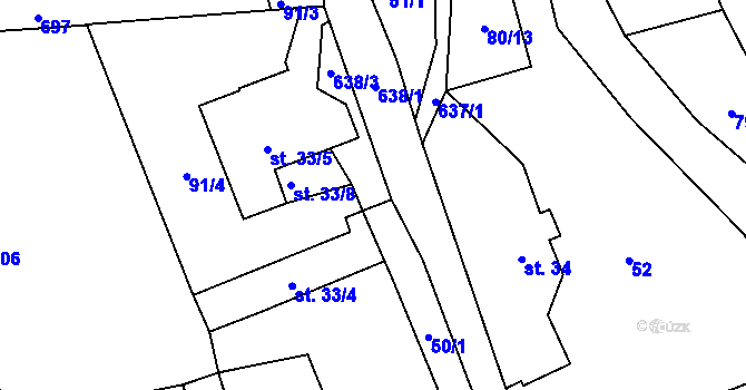 Parcela st. 50/3 v KÚ Ještětice, Katastrální mapa