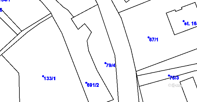Parcela st. 79/4 v KÚ Ještětice, Katastrální mapa