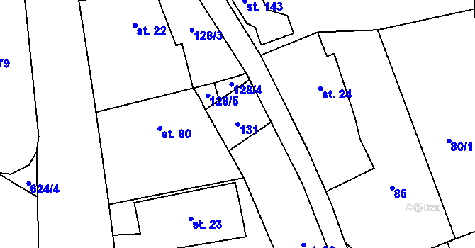 Parcela st. 131 v KÚ Ještětice, Katastrální mapa