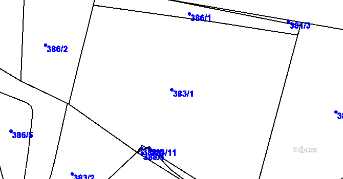 Parcela st. 383/1 v KÚ Ještětice, Katastrální mapa