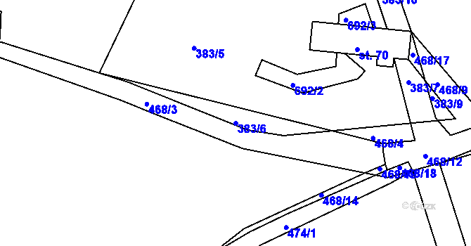 Parcela st. 383/6 v KÚ Ještětice, Katastrální mapa