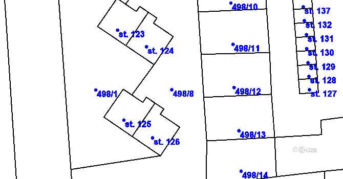 Parcela st. 498/8 v KÚ Ještětice, Katastrální mapa