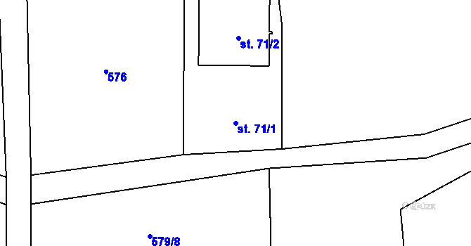Parcela st. 71/1 v KÚ Ještětice, Katastrální mapa