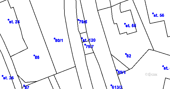 Parcela st. 79/7 v KÚ Ještětice, Katastrální mapa