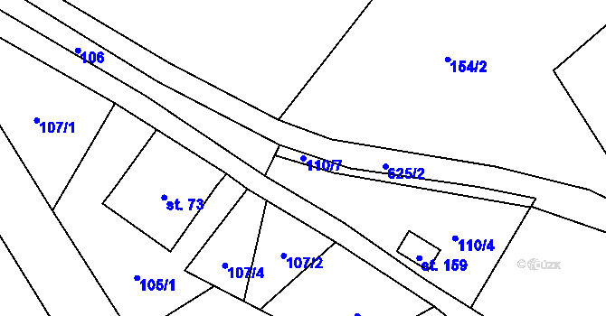 Parcela st. 110/7 v KÚ Ještětice, Katastrální mapa