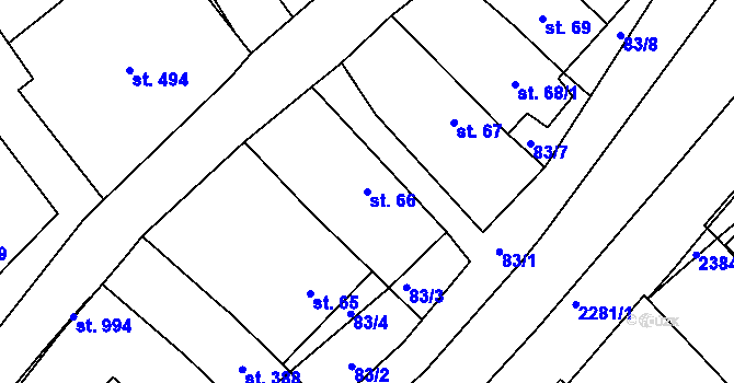 Parcela st. 66 v KÚ Solnice, Katastrální mapa