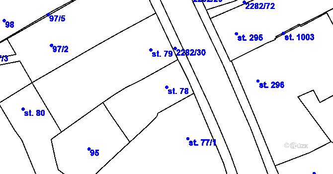 Parcela st. 78 v KÚ Solnice, Katastrální mapa