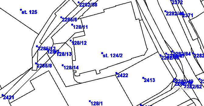 Parcela st. 124/2 v KÚ Solnice, Katastrální mapa