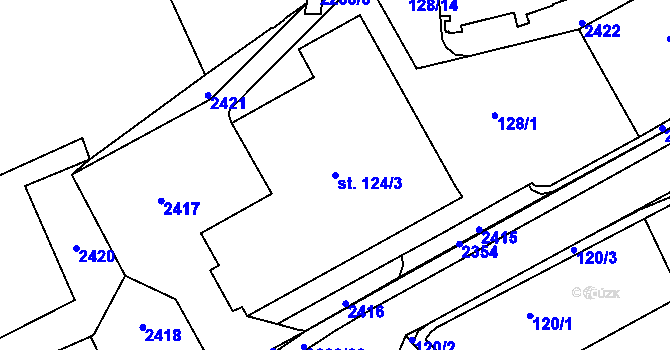Parcela st. 124/3 v KÚ Solnice, Katastrální mapa