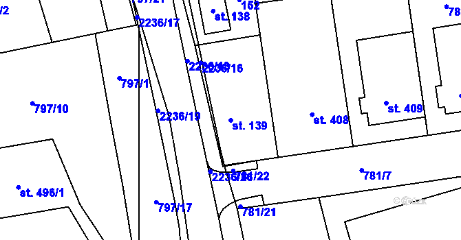 Parcela st. 139 v KÚ Solnice, Katastrální mapa