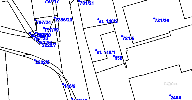 Parcela st. 140/1 v KÚ Solnice, Katastrální mapa