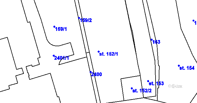 Parcela st. 152/1 v KÚ Solnice, Katastrální mapa