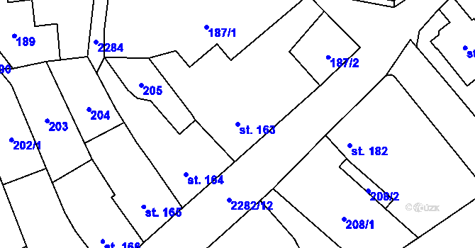 Parcela st. 163 v KÚ Solnice, Katastrální mapa