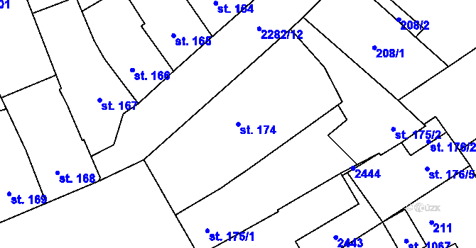 Parcela st. 174 v KÚ Solnice, Katastrální mapa