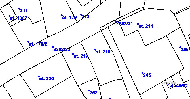Parcela st. 218 v KÚ Solnice, Katastrální mapa