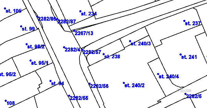 Parcela st. 238 v KÚ Solnice, Katastrální mapa