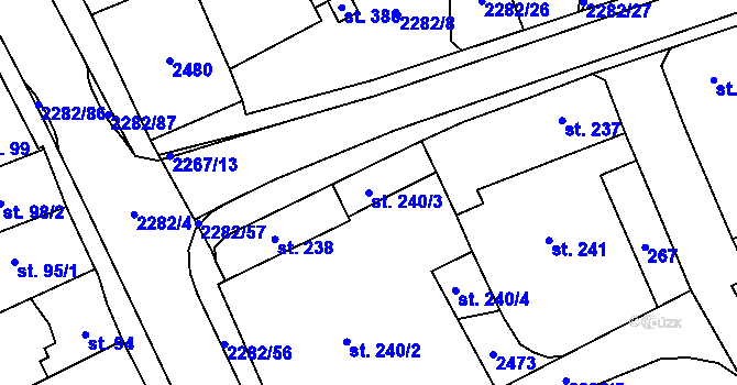 Parcela st. 240/3 v KÚ Solnice, Katastrální mapa