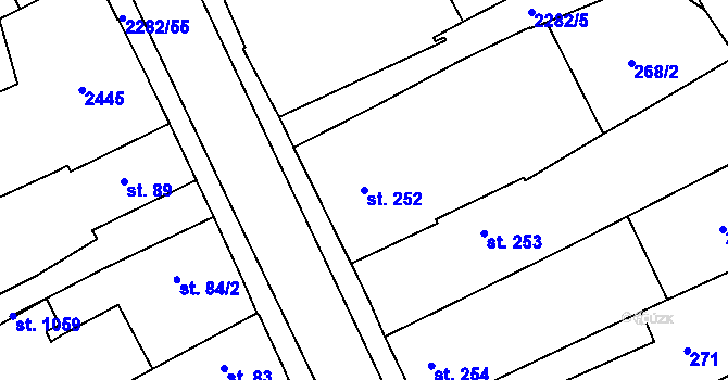 Parcela st. 252 v KÚ Solnice, Katastrální mapa