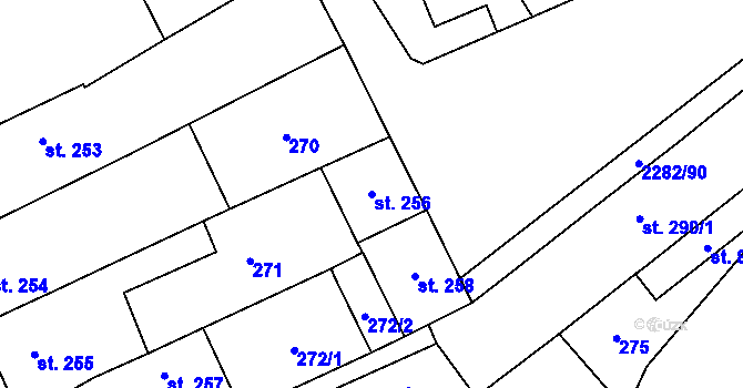 Parcela st. 256 v KÚ Solnice, Katastrální mapa