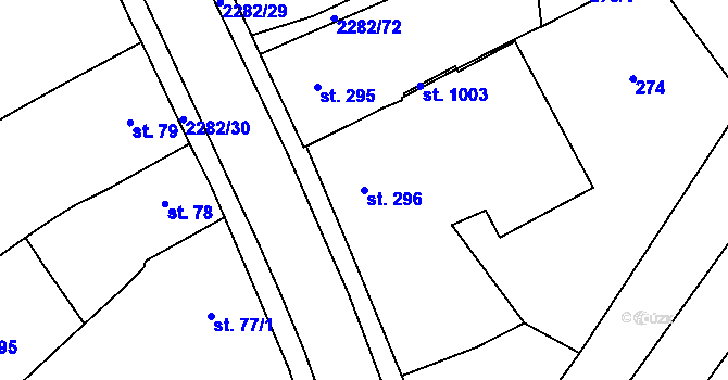 Parcela st. 296 v KÚ Solnice, Katastrální mapa