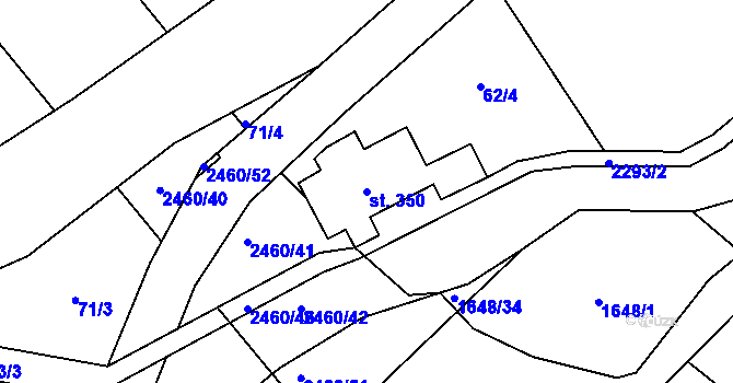 Parcela st. 350 v KÚ Solnice, Katastrální mapa