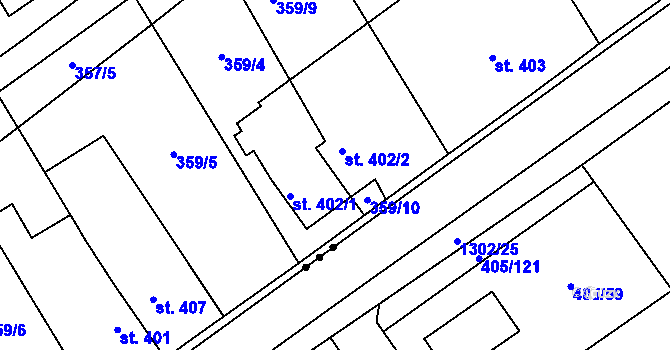 Parcela st. 402 v KÚ Solnice, Katastrální mapa