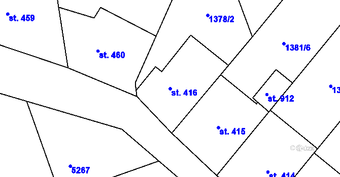 Parcela st. 416 v KÚ Solnice, Katastrální mapa