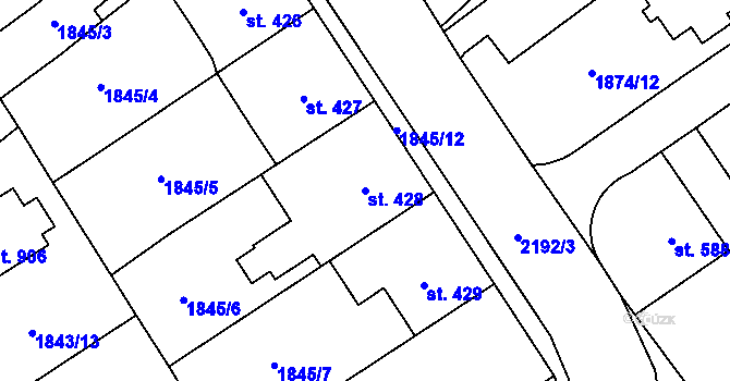 Parcela st. 428 v KÚ Solnice, Katastrální mapa