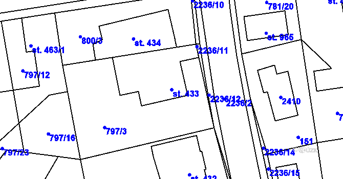 Parcela st. 433 v KÚ Solnice, Katastrální mapa