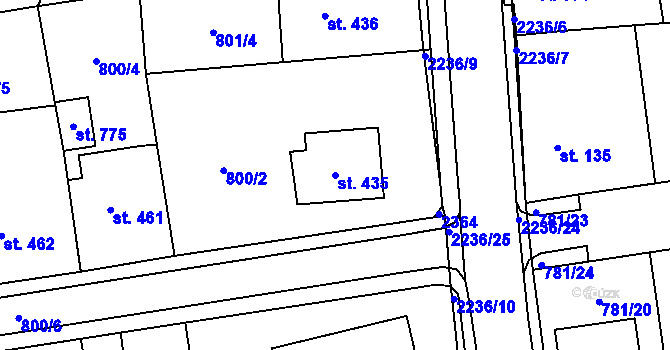 Parcela st. 435 v KÚ Solnice, Katastrální mapa